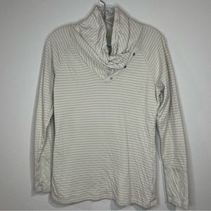Columbia Cream Striped Mock Neck Pullover Sweatshirt S